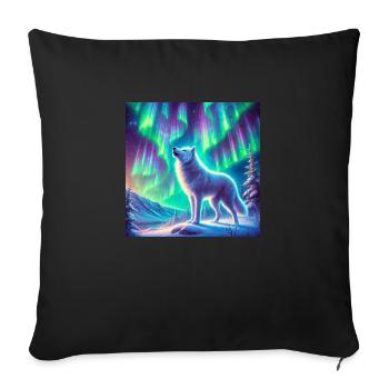 Wolf Aurora Borealis - Sofa pillowcase 17,3'' x 17,3'' (45 x 45 cm) - black - Front
