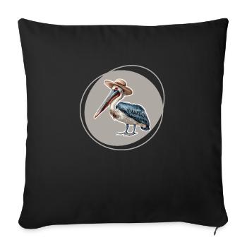 Pélican en Vacances - Housse de coussin décorative 45 x 45 cm - noir - Devant