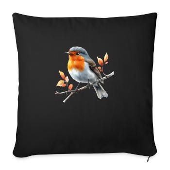 Rouge Gorge - Housse de coussin décorative 45 x 45 cm - noir - Devant