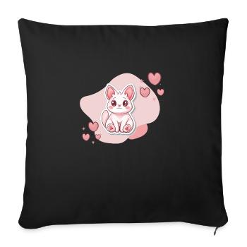 Lapin Kawaii - Housse de coussin décorative 45 x 45 cm - noir - Devant