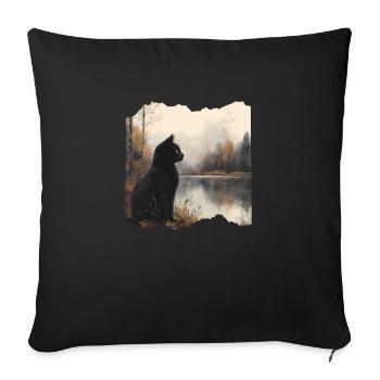 Black cat - Sofa pillowcase 17,3'' x 17,3'' (45 x 45 cm) - black - Front