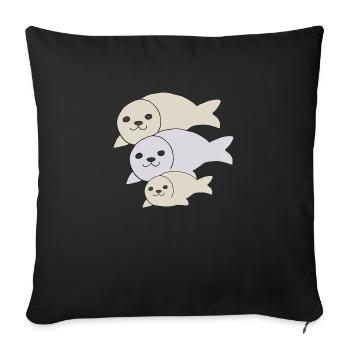 seal father mother child - Sofa pillowcase 17,3'' x 17,3'' (45 x 45 cm) - black - Front