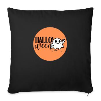Hallo! Halloween Ghost Waving on orange backgroud - Sofa pillowcase 17,3'' x 17,3'' (45 x 45 cm) - black - Front