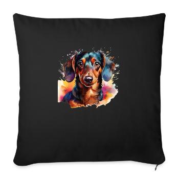 Dachshund - Sofa pillowcase 17,3'' x 17,3'' (45 x 45 cm) - black - Front