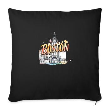 Boston USA - Sofakissenbezug 45 x 45 cm - Schwarz - Vorne