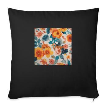 Blumen - Sofakissenbezug 45 x 45 cm - Schwarz - Vorne