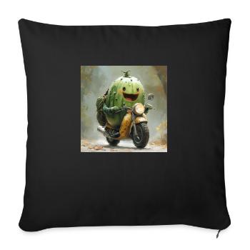 Lusitge cucumber rides a motorcycle - Sofa pillowcase 17,3'' x 17,3'' (45 x 45 cm) - black - Front