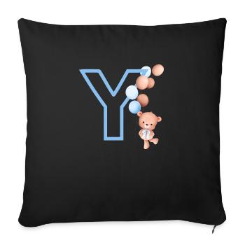Blue Letter Y Bear - Sofa pillowcase 17,3'' x 17,3'' (45 x 45 cm) - black - Front
