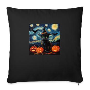 Halloween Black Cat Pumpkin Bat - Sofa pillowcase 17,3'' x 17,3'' (45 x 45 cm) - black - Front
