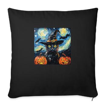 Halloween Black Cat Pumpkin Bat - Sofa pillowcase 17,3'' x 17,3'' (45 x 45 cm) - black - Front