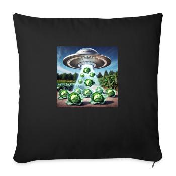 UFO & Cabbage - Green Invasion - Sofa pillowcase 17,3'' x 17,3'' (45 x 45 cm) - black - Front