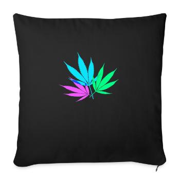 Feuilles de chanvre colorées - Housse de coussin décorative 45 x 45 cm - noir - Devant