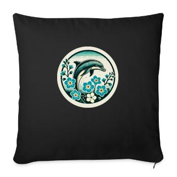 Retro Delfin - Sofakissenbezug 45 x 45 cm - Schwarz - Vorne