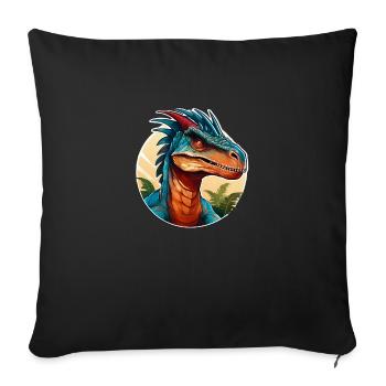Wild angry dinosaur raptor motivational sport - Sofa pillowcase 17,3'' x 17,3'' (45 x 45 cm) - black - Front