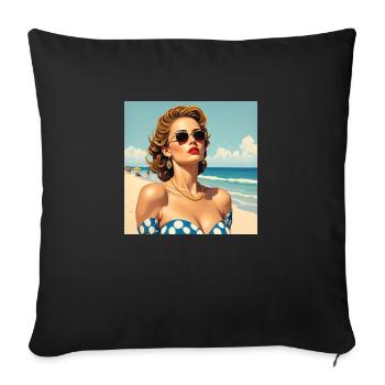 Das Model am Strand - Sofakissenbezug 45 x 45 cm - Schwarz - Vorne