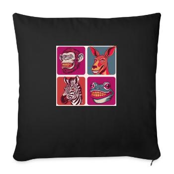 Smile Animals Kangaro Ape Zebra Frog Halloween - Sofa pillowcase 17,3'' x 17,3'' (45 x 45 cm) - black - Front