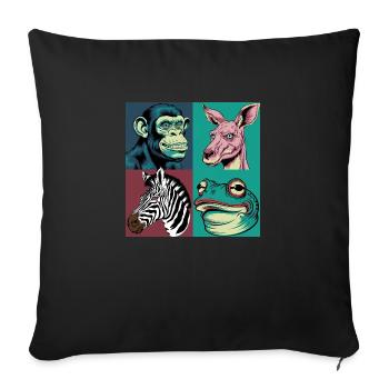 Pop-art Tiere Affe Zebra Frosch Känguru Halloween - Sofakissenbezug 45 x 45 cm - Schwarz - Vorne
