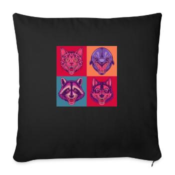 Pop-art Tiere Cat Wolf Waschbär Delphin Halloween - Sofakissenbezug 45 x 45 cm - Schwarz - Vorne
