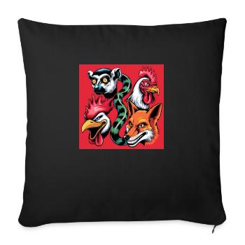Pop Art Fox Rooster Lemur Snake Smile - Sofa pillowcase 17,3'' x 17,3'' (45 x 45 cm) - black - Front