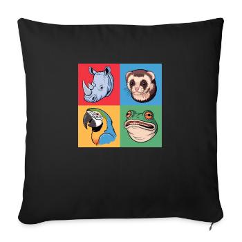 rPopart Rhino Parrot Frog Maggot Red Yellow Green - Sofa pillowcase 17,3'' x 17,3'' (45 x 45 cm) - black - Front