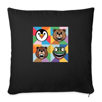 Popart Colorful Animals Penguin Salamander Bear Beaver - Sofa pillowcase 17,3'' x 17,3'' (45 x 45 cm) - black - Front