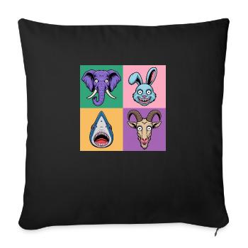 Popart Colorful Elephant Bunny Shark Goat - Sofa pillowcase 17,3'' x 17,3'' (45 x 45 cm) - black - Front