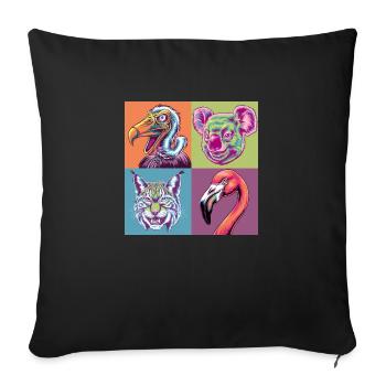Pop Art Lynx Coloré Koala Flamingo Vautour Sourire - Housse de coussin décorative 45 x 45 cm - noir - Devant