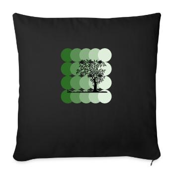 Silhouette Tree with Green Circles Art - Sofa pillowcase 17,3'' x 17,3'' (45 x 45 cm) - black - Front