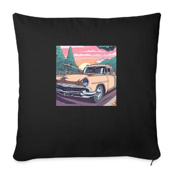 classic car road trip - Sofa pillowcase 17,3'' x 17,3'' (45 x 45 cm) - black - Front