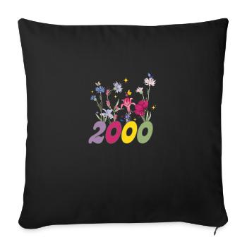 Année de naissance 2000 fleurs sauvages - Housse de coussin décorative 45 x 45 cm - noir - Devant