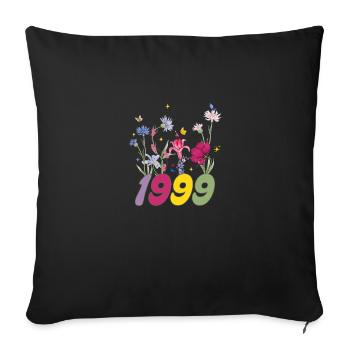 Année de naissance 1999 fleurs sauvages - Housse de coussin décorative 45 x 45 cm - noir - Devant