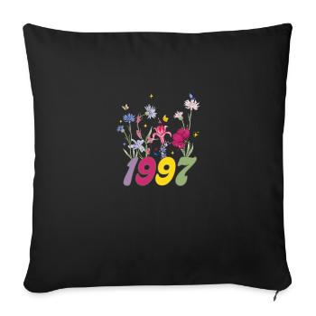 Year of birth 1997 wildflowers - Sofa pillowcase 17,3'' x 17,3'' (45 x 45 cm) - black - Front