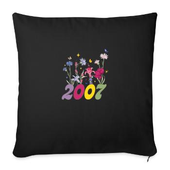 Year of birth 2007 wildflowers - Sofa pillowcase 17,3'' x 17,3'' (45 x 45 cm) - black - Front
