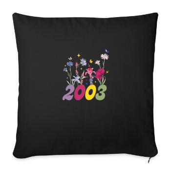 Year of birth 2003 wildflowers - Sofa pillowcase 17,3'' x 17,3'' (45 x 45 cm) - black - Front