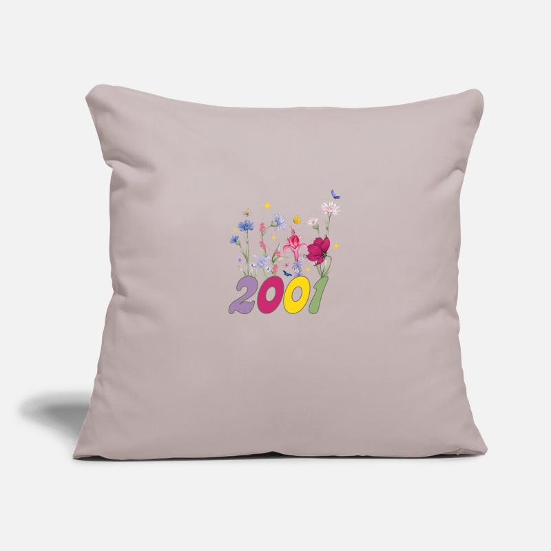 Année de naissance 2001 fleurs sauvages Housse de coussin décorative 45 x 45 cm