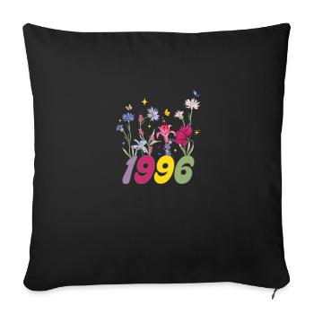 Year of birth 1996 wildflowers - Sofa pillowcase 17,3'' x 17,3'' (45 x 45 cm) - black - Front