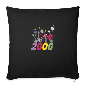 Year of birth 2006 wildflowers - Sofa pillowcase 17,3'' x 17,3'' (45 x 45 cm) - black - Front
