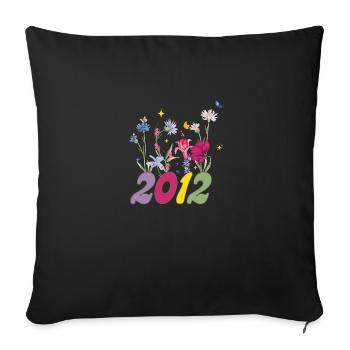 Année de naissance 2012 fleurs sauvages - Housse de coussin décorative 45 x 45 cm - noir - Devant
