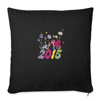 Year of birth 2015 wildflowers - Sofa pillowcase 17,3'' x 17,3'' (45 x 45 cm) - black - Front