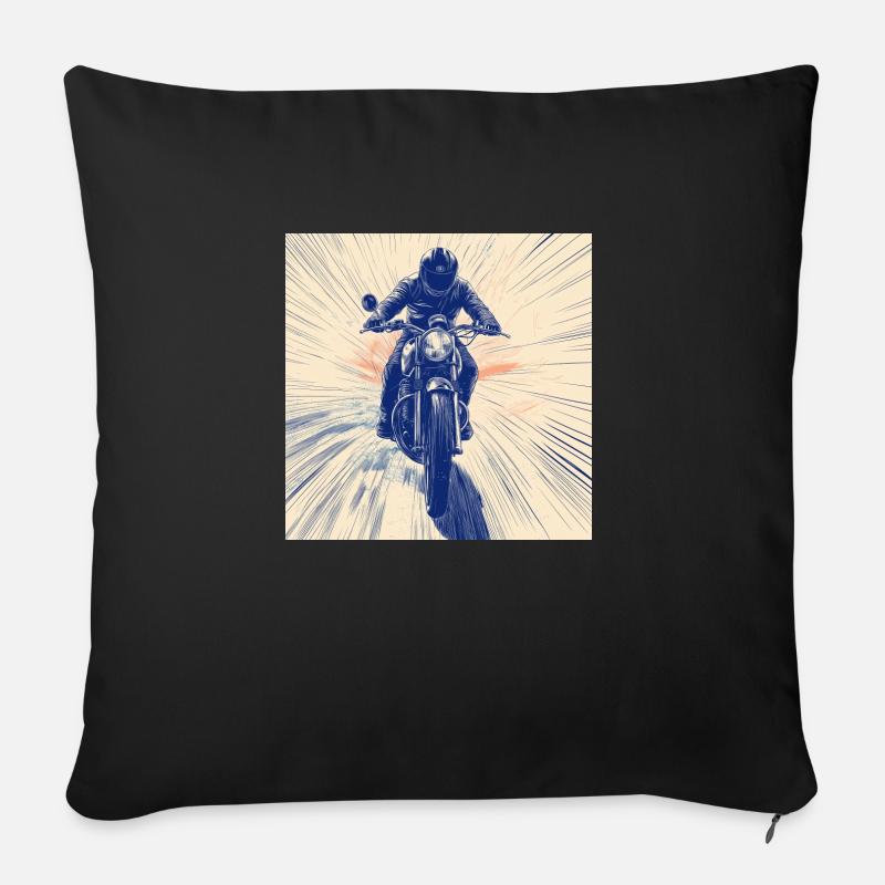 Motocyclette - Housse de coussin décorative 45 x 45 cm - noir