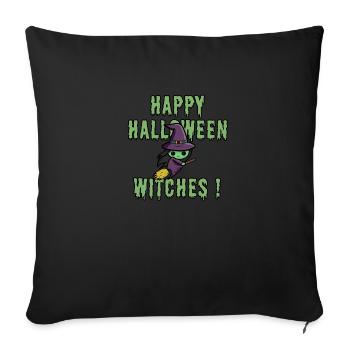 Conception de sorcières de joyeux Halloween - Housse de coussin décorative 45 x 45 cm - noir - Devant