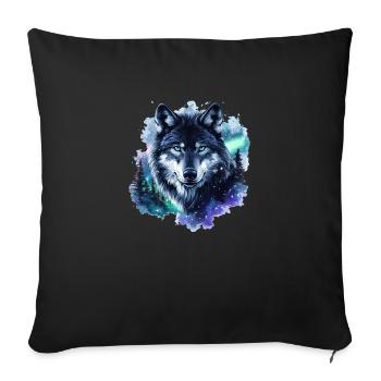 Wolf Nebula Galaxy Northern Lights - Sofa pillowcase 17,3'' x 17,3'' (45 x 45 cm) - black - Front