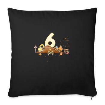 6e anniversaire chantier de construction - Housse de coussin décorative 45 x 45 cm - noir - Devant
