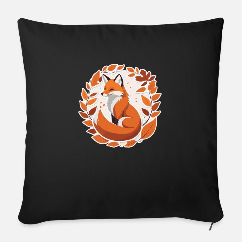 Fuchs im Herbst #2 - Sofakissenbezug 45 x 45 cm - Schwarz