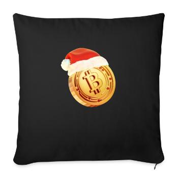Christmas Bitcoin Design – Crypto Christmas - Sofa pillowcase 17,3'' x 17,3'' (45 x 45 cm) - black - Front