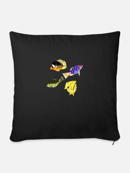 Verschiedene Fische - Sofakissenbezug 45 x 45 cm - Schwarz