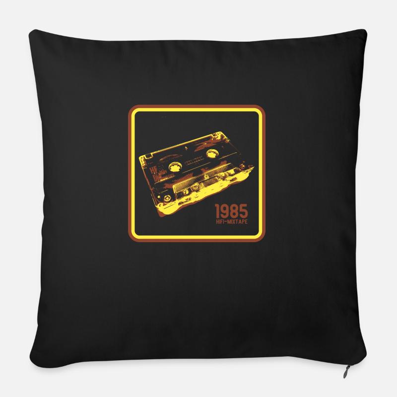 Retro Tape Love - Version Gelb - Sofakissenbezug 45 x 45 cm - Schwarz