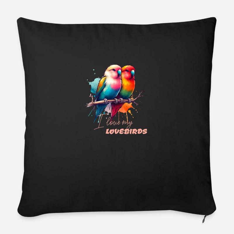 Lovebird Bird Agapornids Inseparable - Sofa pillowcase 17,3'' x 17,3'' (45 x 45 cm) - black