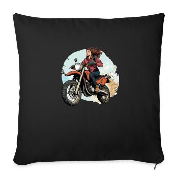 Ready to Roam: Freedom on two wheels! - Sofa pillowcase 17,3'' x 17,3'' (45 x 45 cm) - black - Front