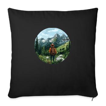Eintauchen in die Wildnis: Dein Bergabenteuer ruft - Sofakissenbezug 45 x 45 cm - Schwarz - Vorne